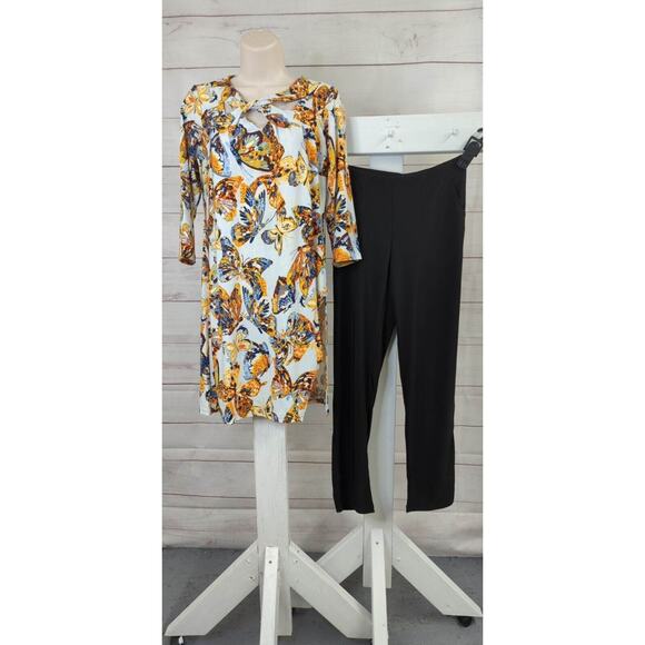 XXS BUTTERFLY A518217 Attitudes by Renee Regular Como Jersey Twist Neck 2-pc Set - Picture 2 of 3